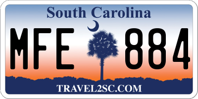 SC license plate MFE884