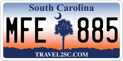 SC license plate MFE885