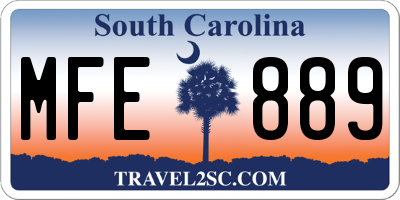 SC license plate MFE889