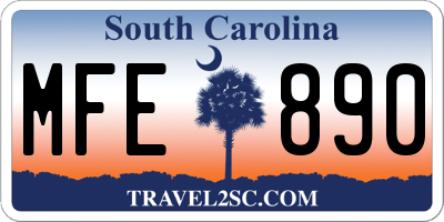 SC license plate MFE890