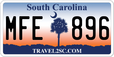 SC license plate MFE896