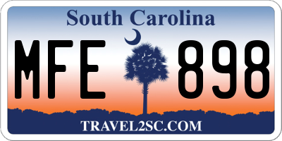 SC license plate MFE898