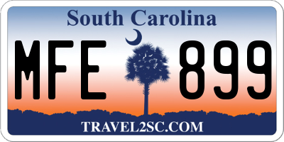 SC license plate MFE899