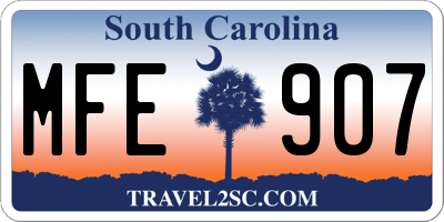 SC license plate MFE907