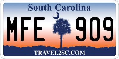 SC license plate MFE909