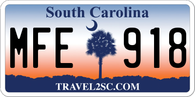 SC license plate MFE918