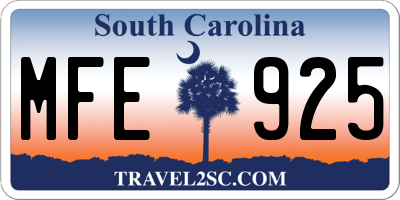SC license plate MFE925