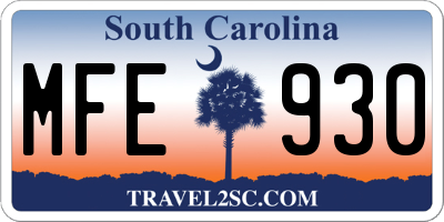SC license plate MFE930