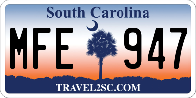 SC license plate MFE947