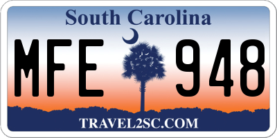 SC license plate MFE948