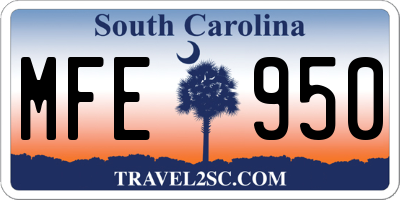 SC license plate MFE950