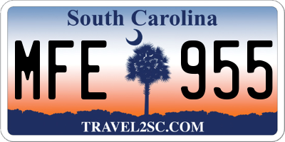 SC license plate MFE955