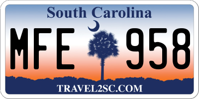 SC license plate MFE958