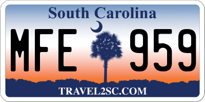 SC license plate MFE959