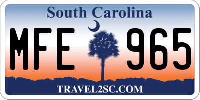SC license plate MFE965