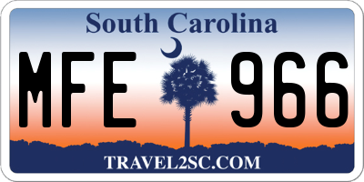 SC license plate MFE966