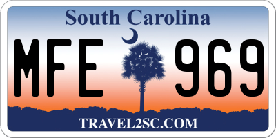 SC license plate MFE969