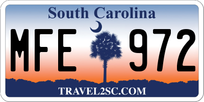 SC license plate MFE972