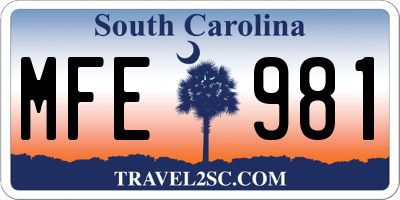 SC license plate MFE981