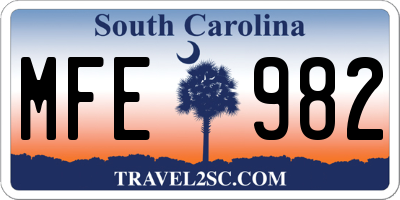 SC license plate MFE982