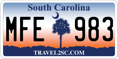 SC license plate MFE983