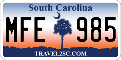 SC license plate MFE985