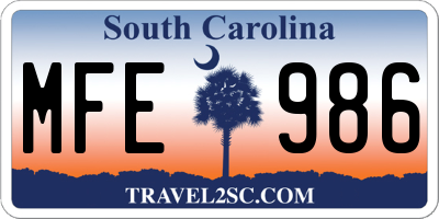 SC license plate MFE986