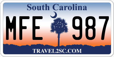 SC license plate MFE987