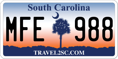SC license plate MFE988