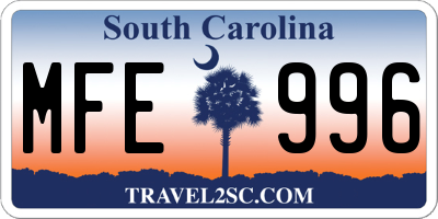 SC license plate MFE996