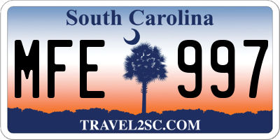 SC license plate MFE997