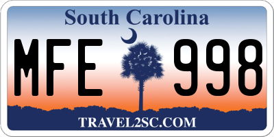 SC license plate MFE998