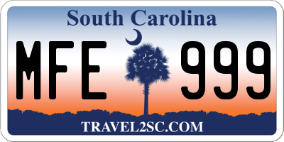 SC license plate MFE999