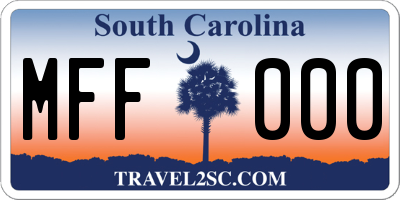 SC license plate MFF000