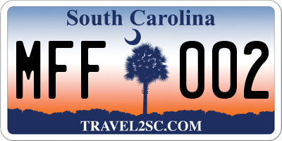 SC license plate MFF002