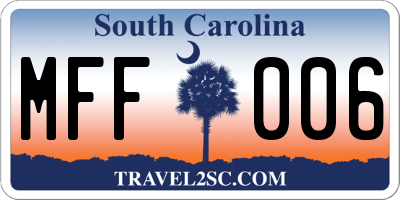 SC license plate MFF006