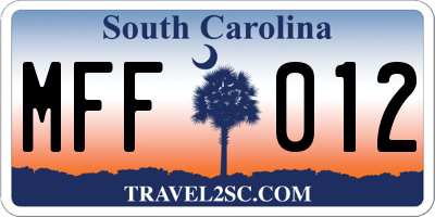 SC license plate MFF012