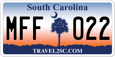 SC license plate MFF022