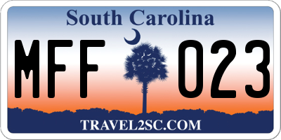 SC license plate MFF023