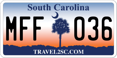 SC license plate MFF036