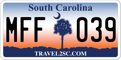 SC license plate MFF039
