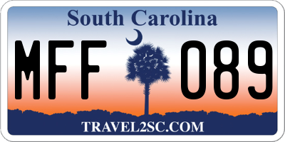 SC license plate MFF089