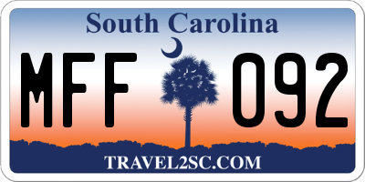 SC license plate MFF092