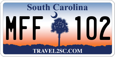 SC license plate MFF102