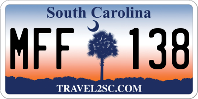 SC license plate MFF138