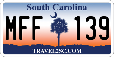 SC license plate MFF139