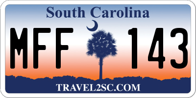 SC license plate MFF143