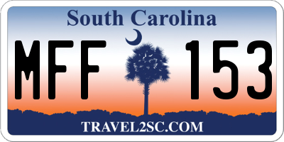 SC license plate MFF153