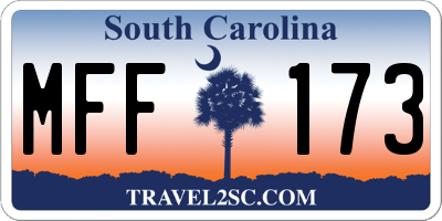 SC license plate MFF173
