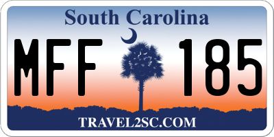 SC license plate MFF185